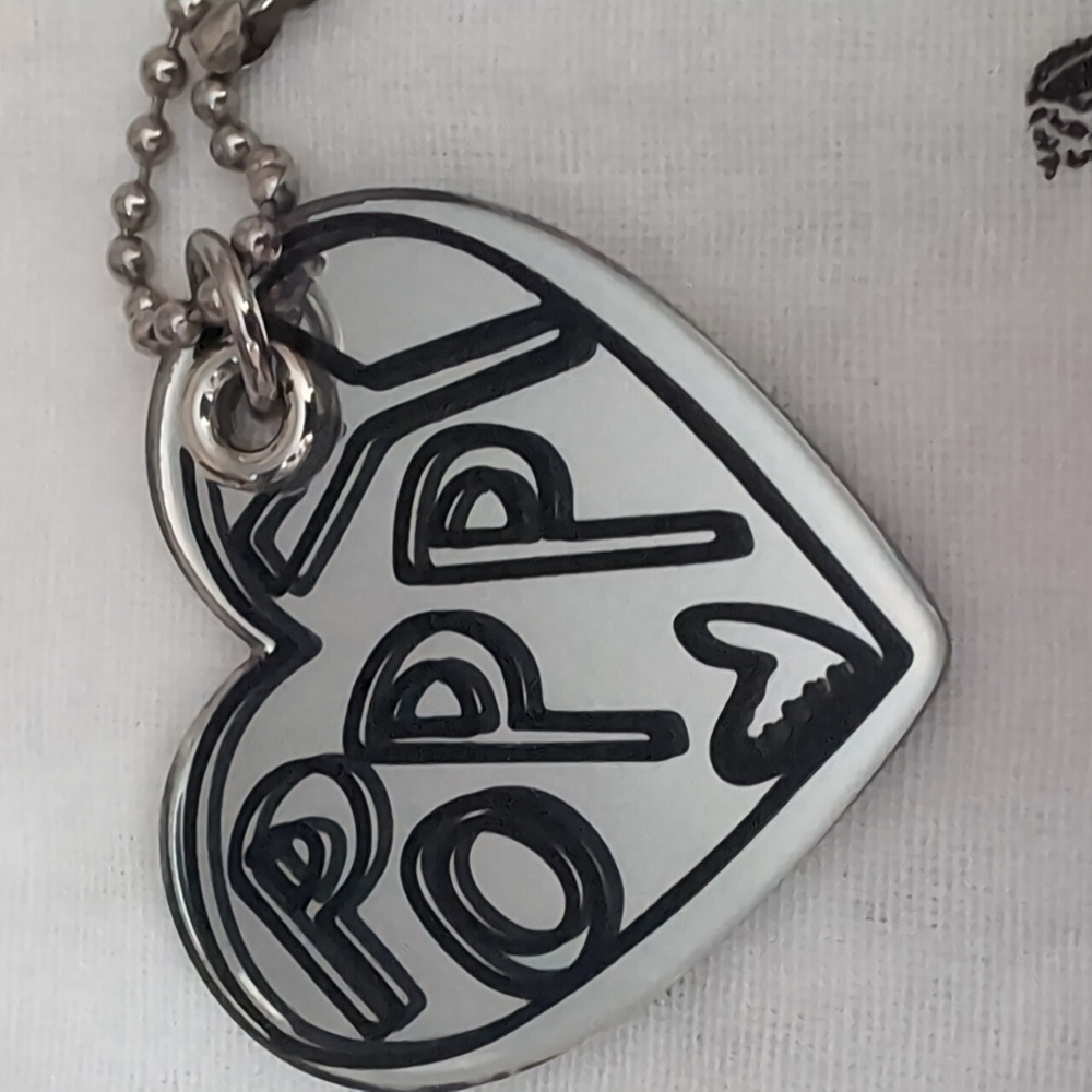 Coach Poppy Heart & Pink Coach Script Bag Charm Keychain - Picture 2 of 3